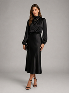 High Neck Satin Feel Midi Dress Wedding Guest