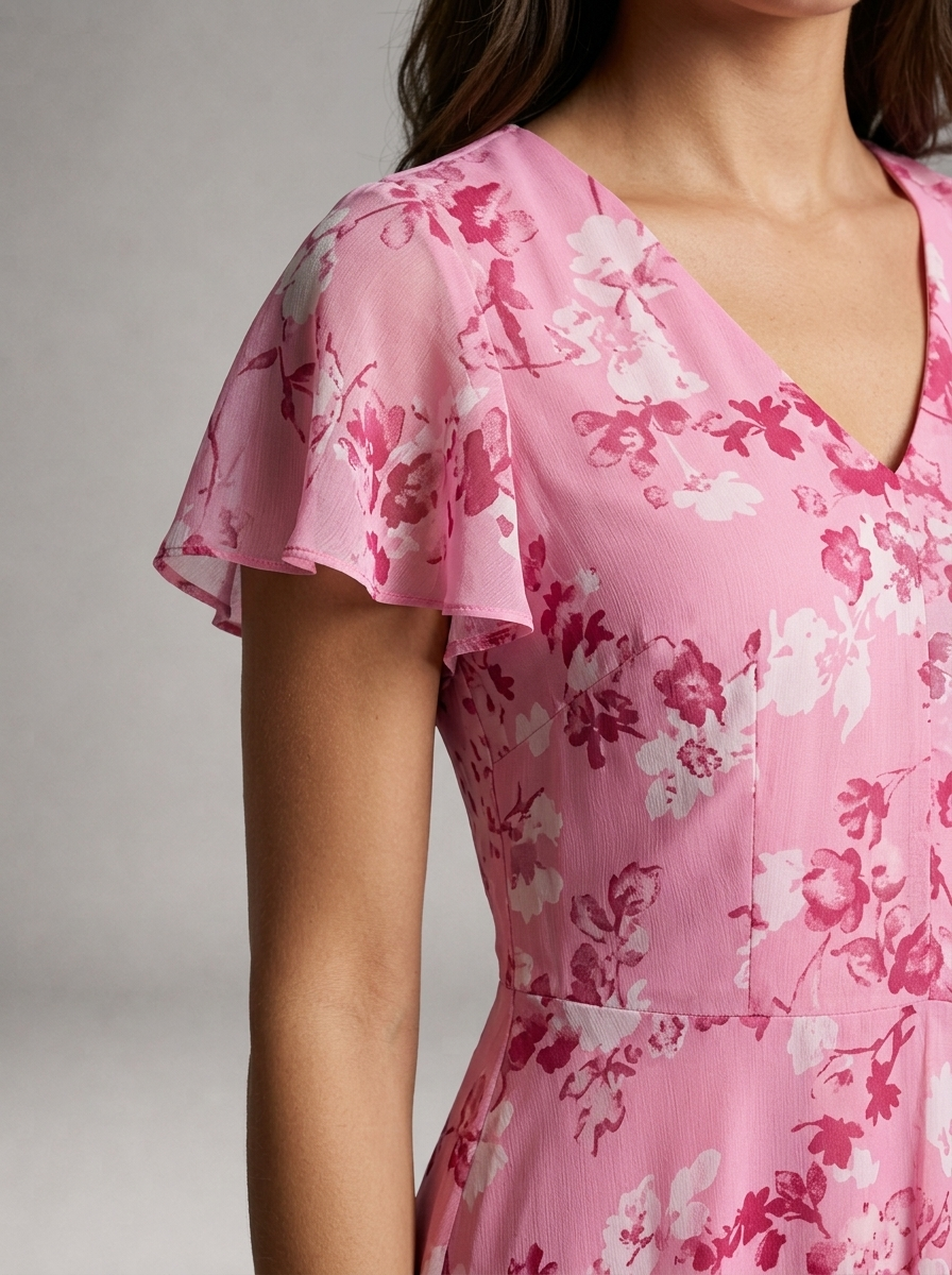 Floral Chiffon Feel Maxi Dress Summer Women