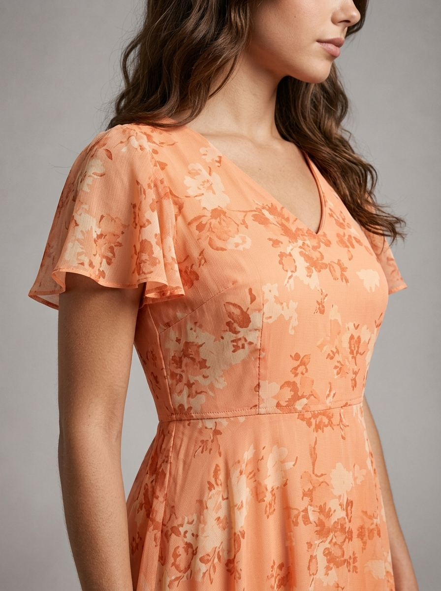 Floral Chiffon Feel Maxi Dress Summer Women