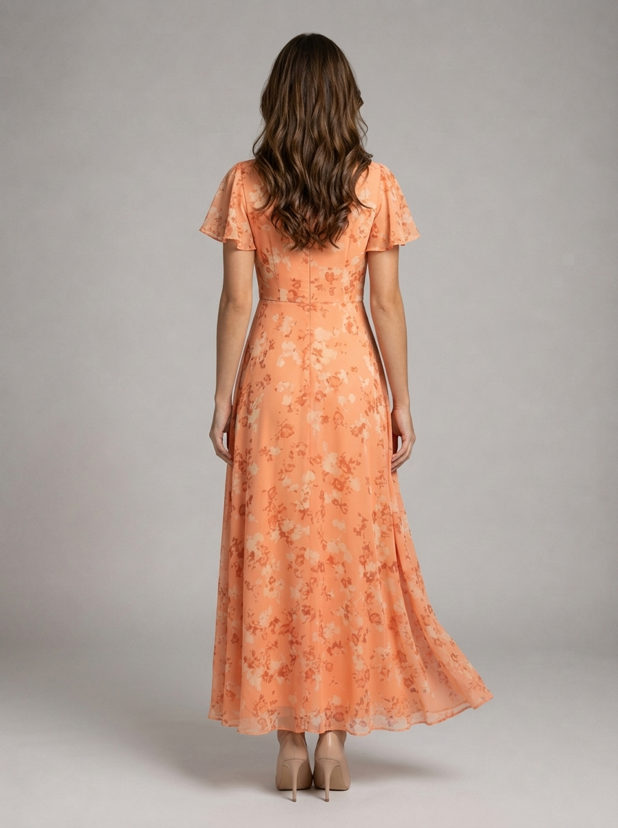 Floral Chiffon Feel Maxi Dress Summer Women