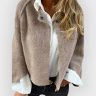 Women's Round-Neck Coat with Long Sleeves