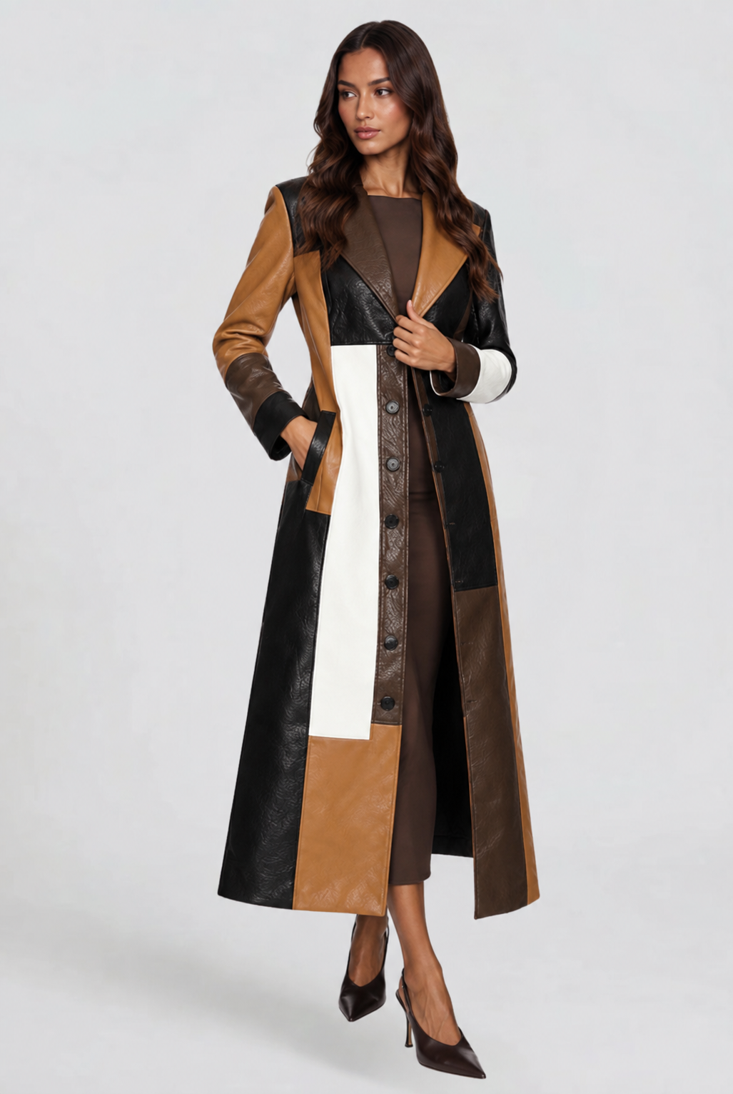 Sienna | Longline Belted Leather Coat