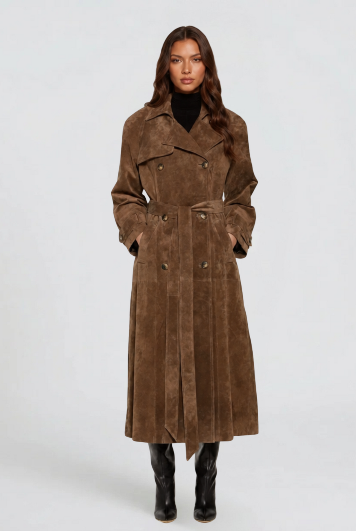 Margaux | Long Suede Trench Coat