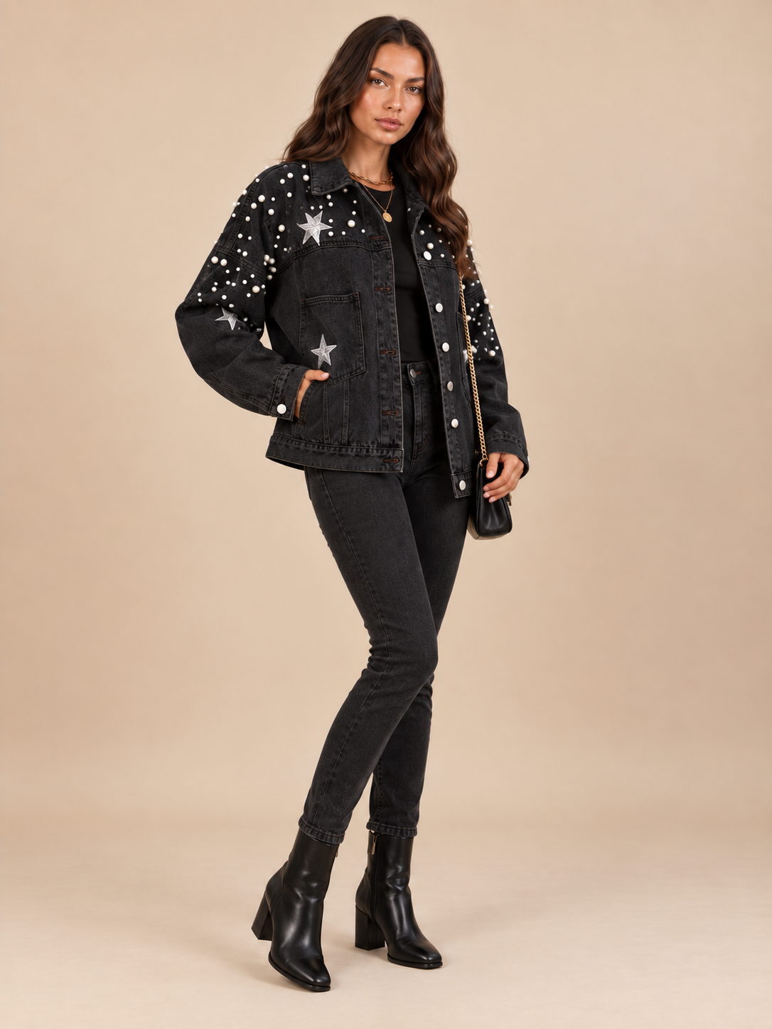 Lyra | Embellished Oversized Denim Jacket