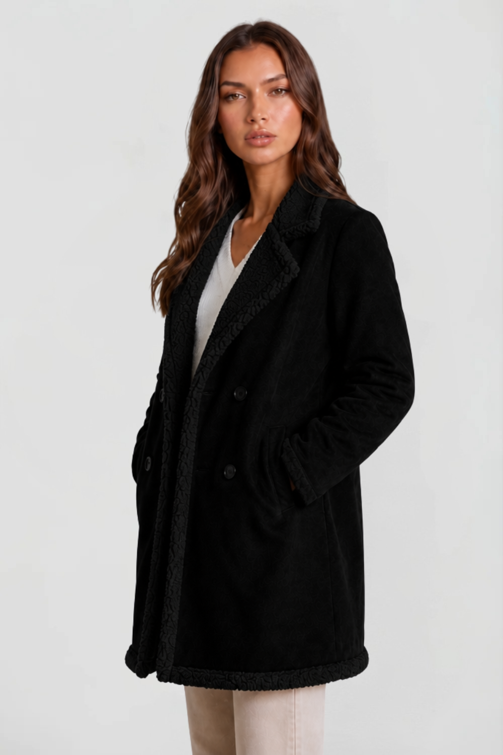 Maribel | Suede Shearling Longline Coat