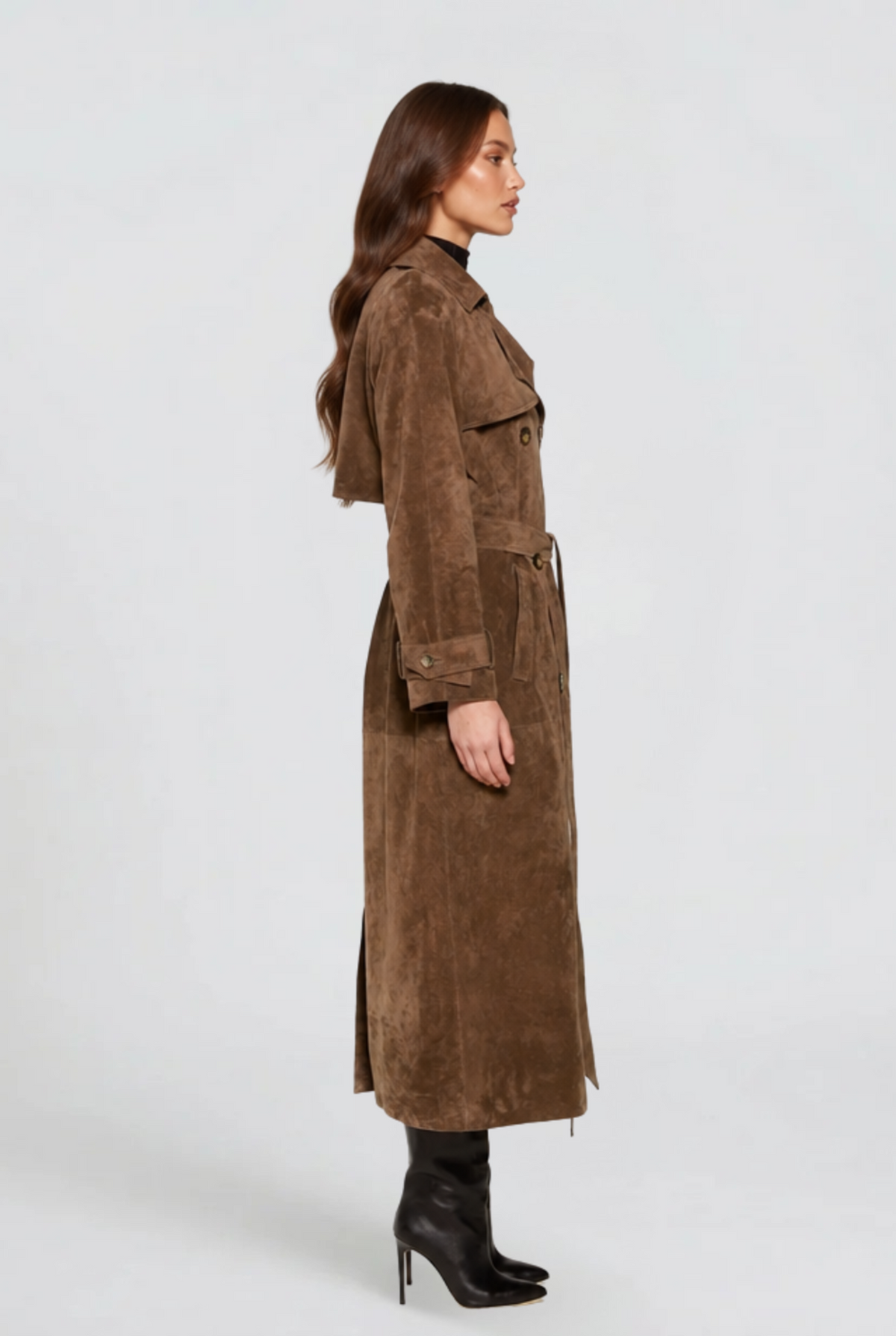 Margaux | Long Suede Trench Coat