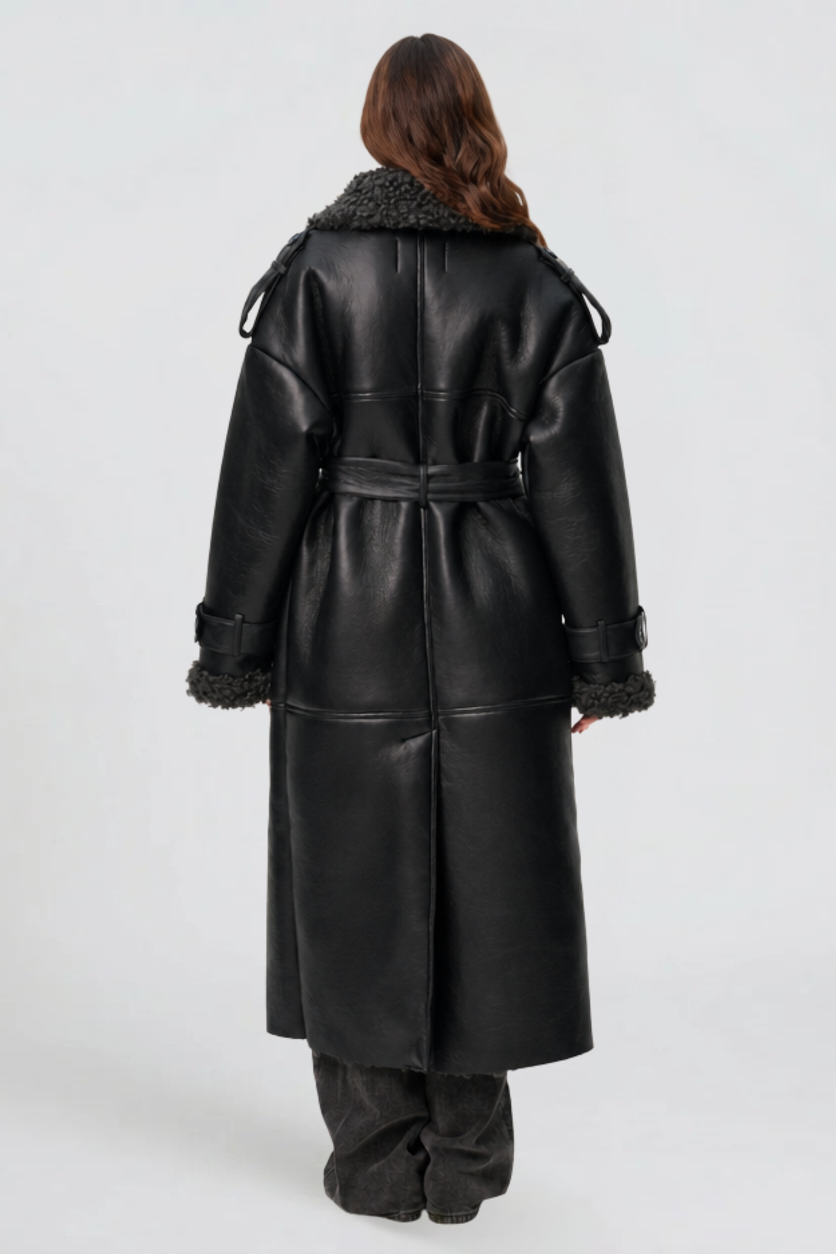 Odessa | Leather Shearling Trench Coat