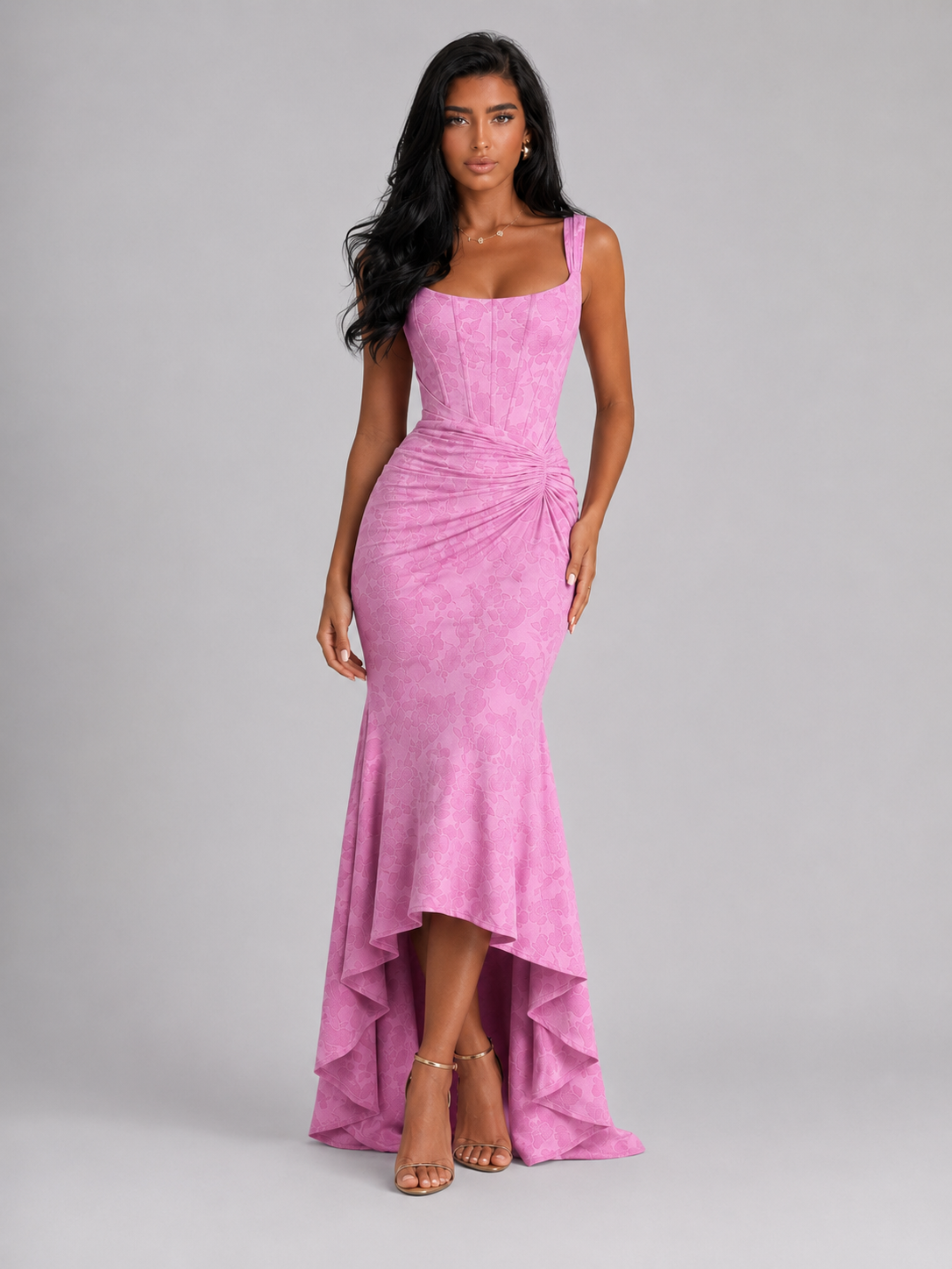 Floral Corset Fishtail Maxi Dress Evening Women