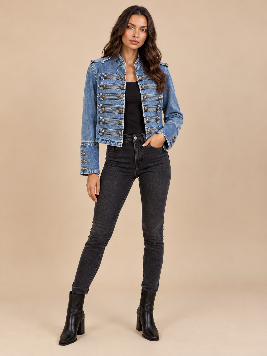 Vera | Embellished Cropped Denim Jacket