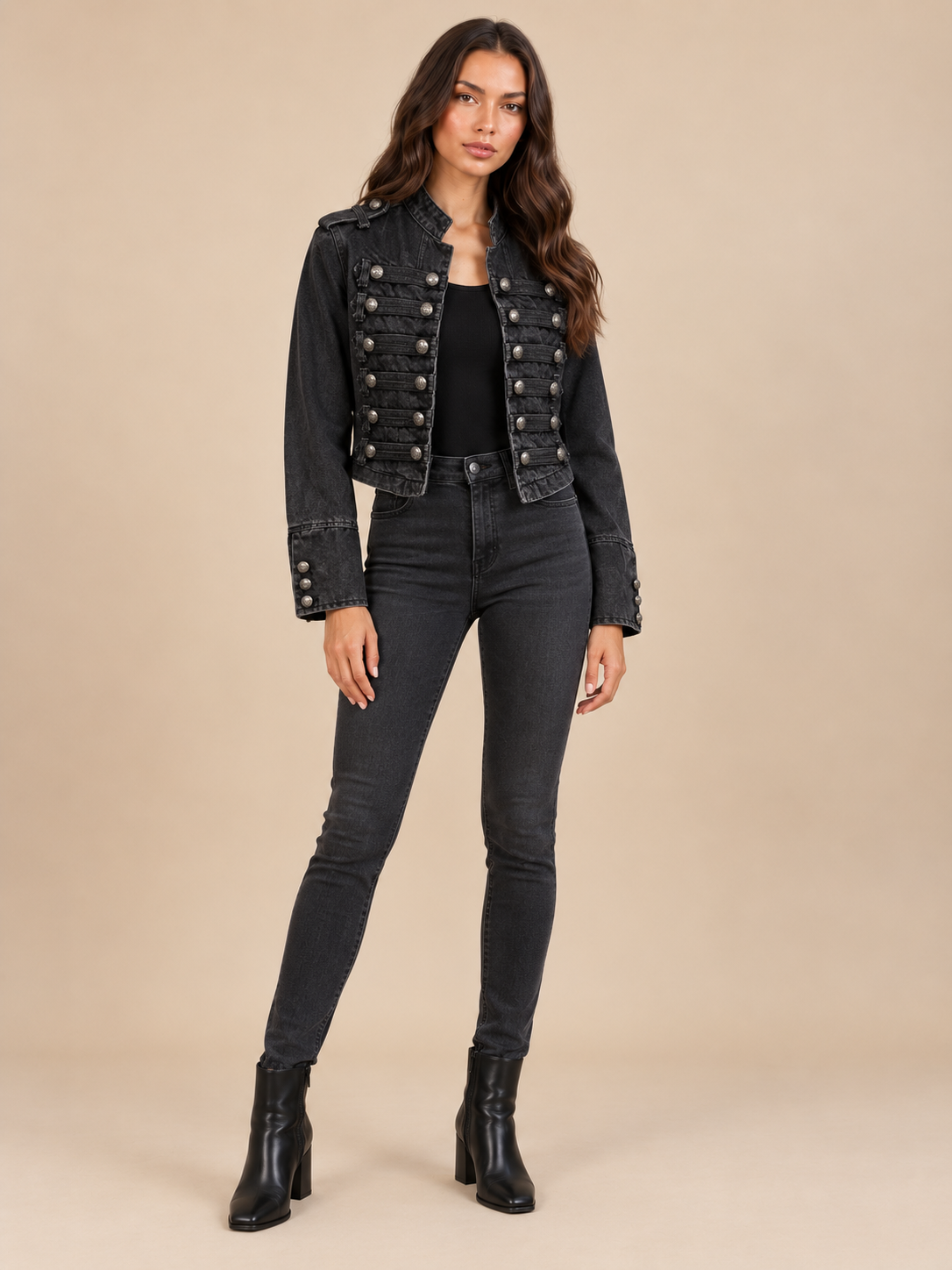 Vera | Embellished Cropped Denim Jacket