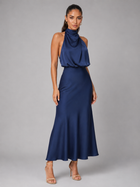 Satin Feel High Neck Midi Dress Wedding Guest