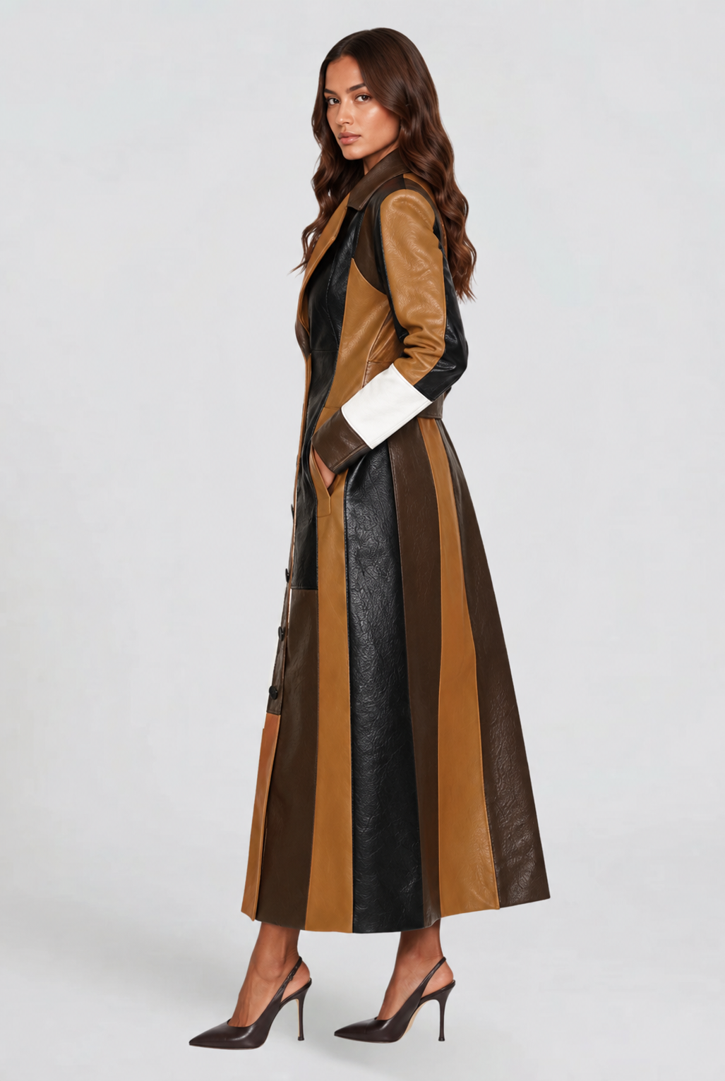 Sienna | Longline Belted Leather Coat