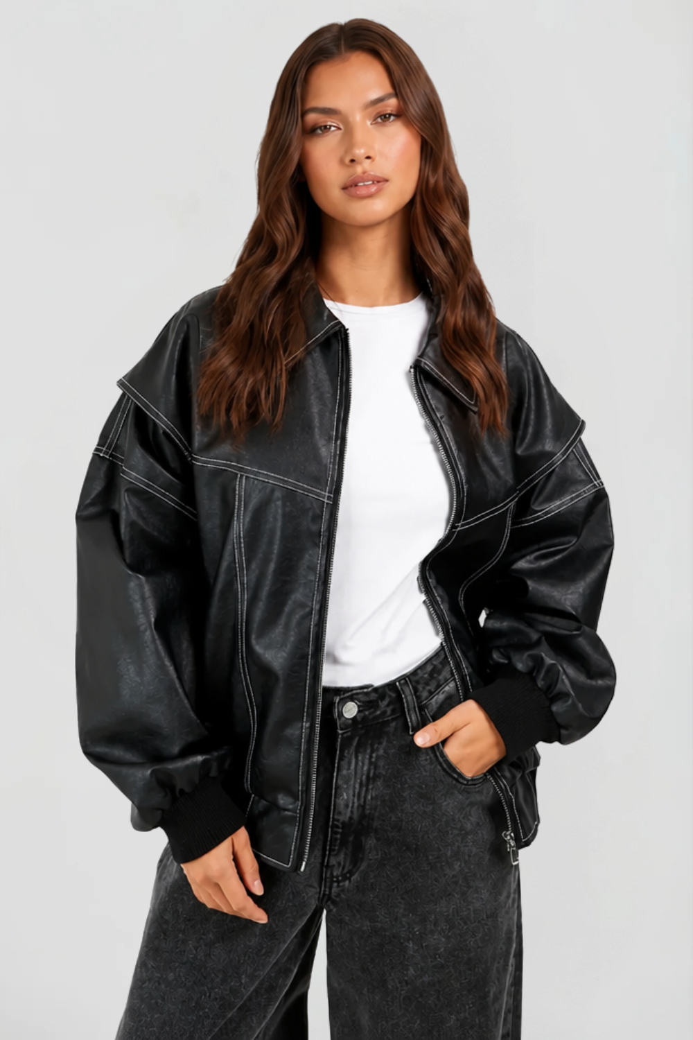Marlowe | Oversized Leather Jacket