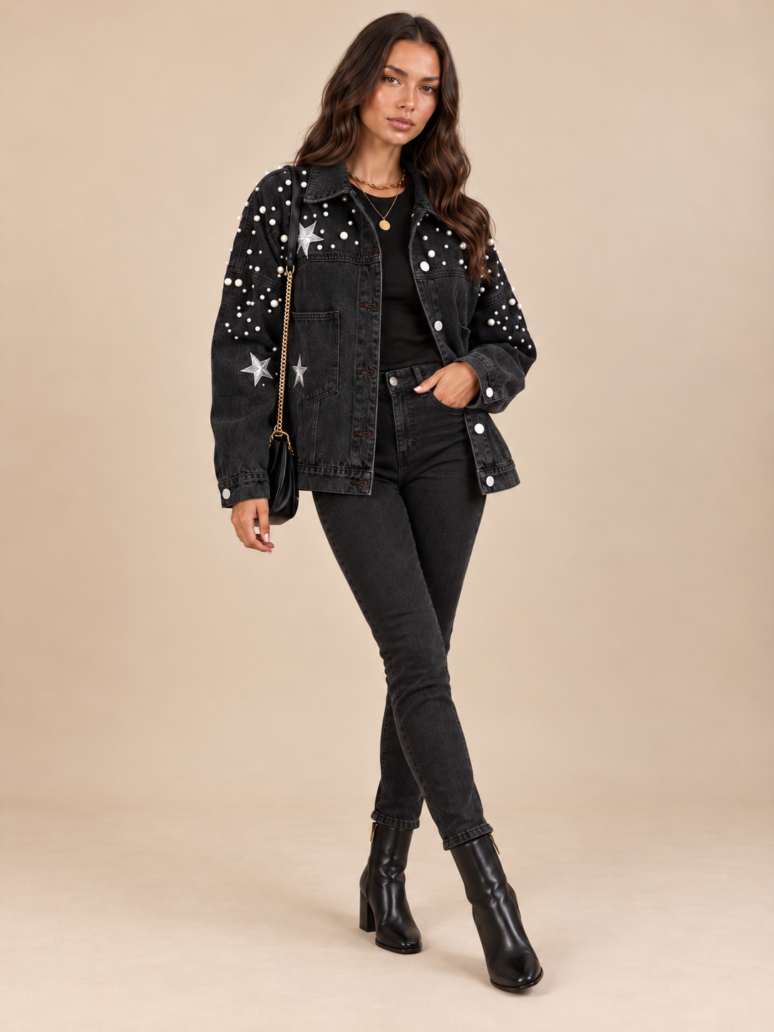 Lyra | Embellished Oversized Denim Jacket