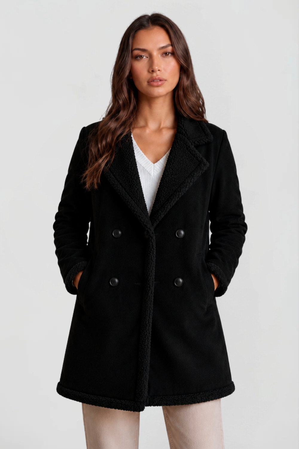 Maribel | Suede Shearling Longline Coat