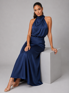 Satin Feel High Neck Midi Dress Wedding Guest
