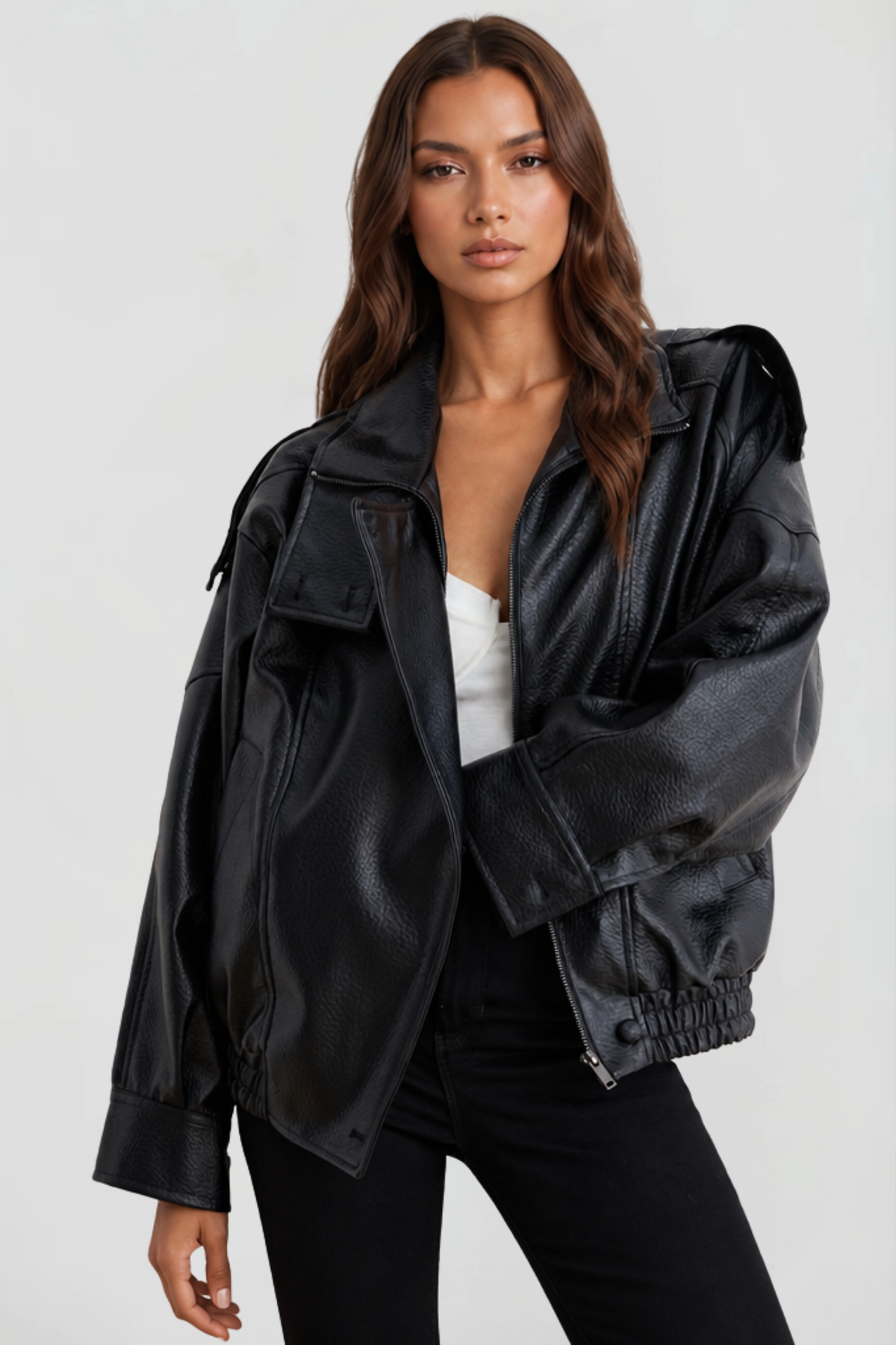 Simone | Oversized Leather Jacket