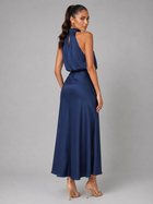 Satin Feel High Neck Midi Dress Wedding Guest