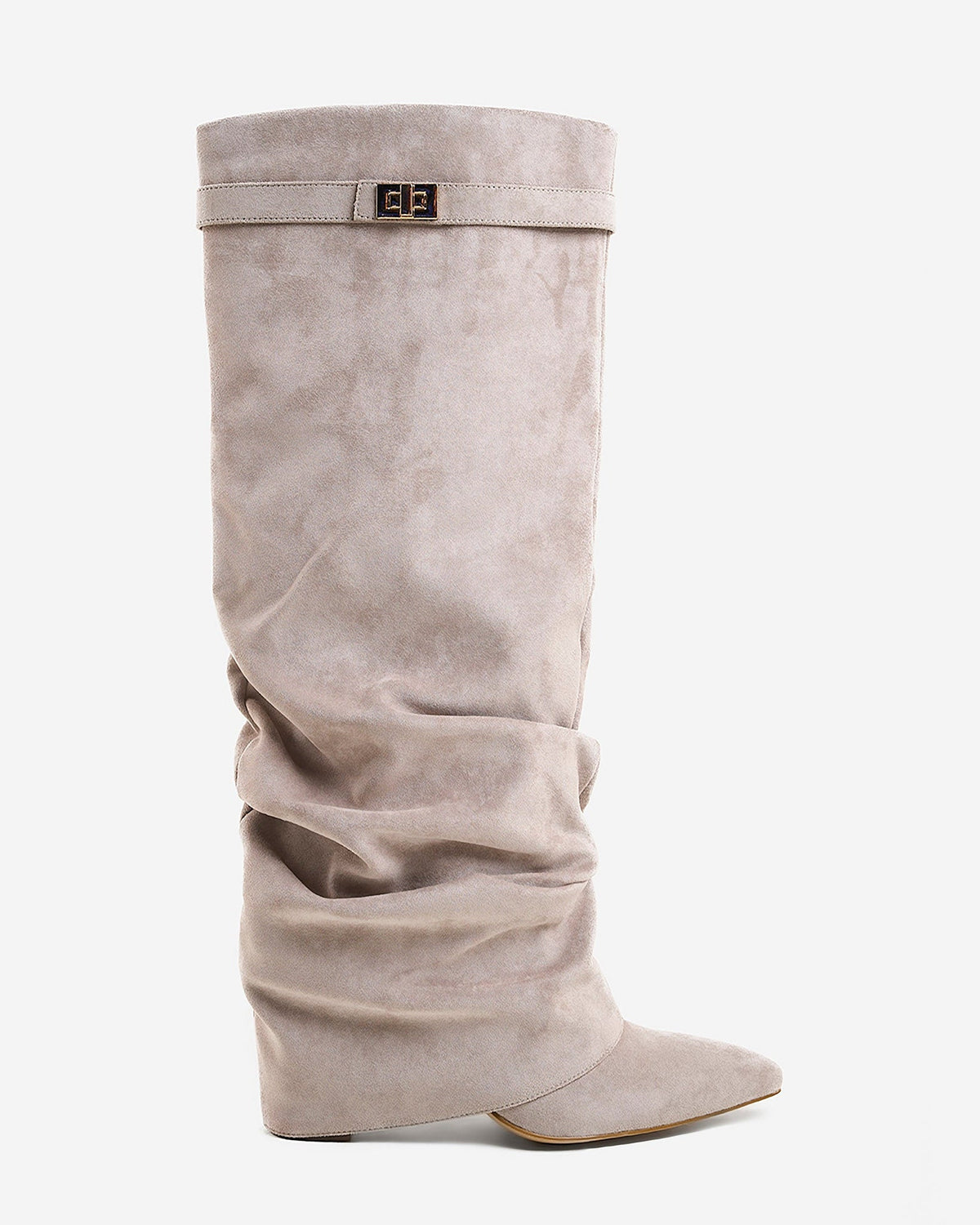 Cecilia | Taupe Slouchy Suede Knee High Boots