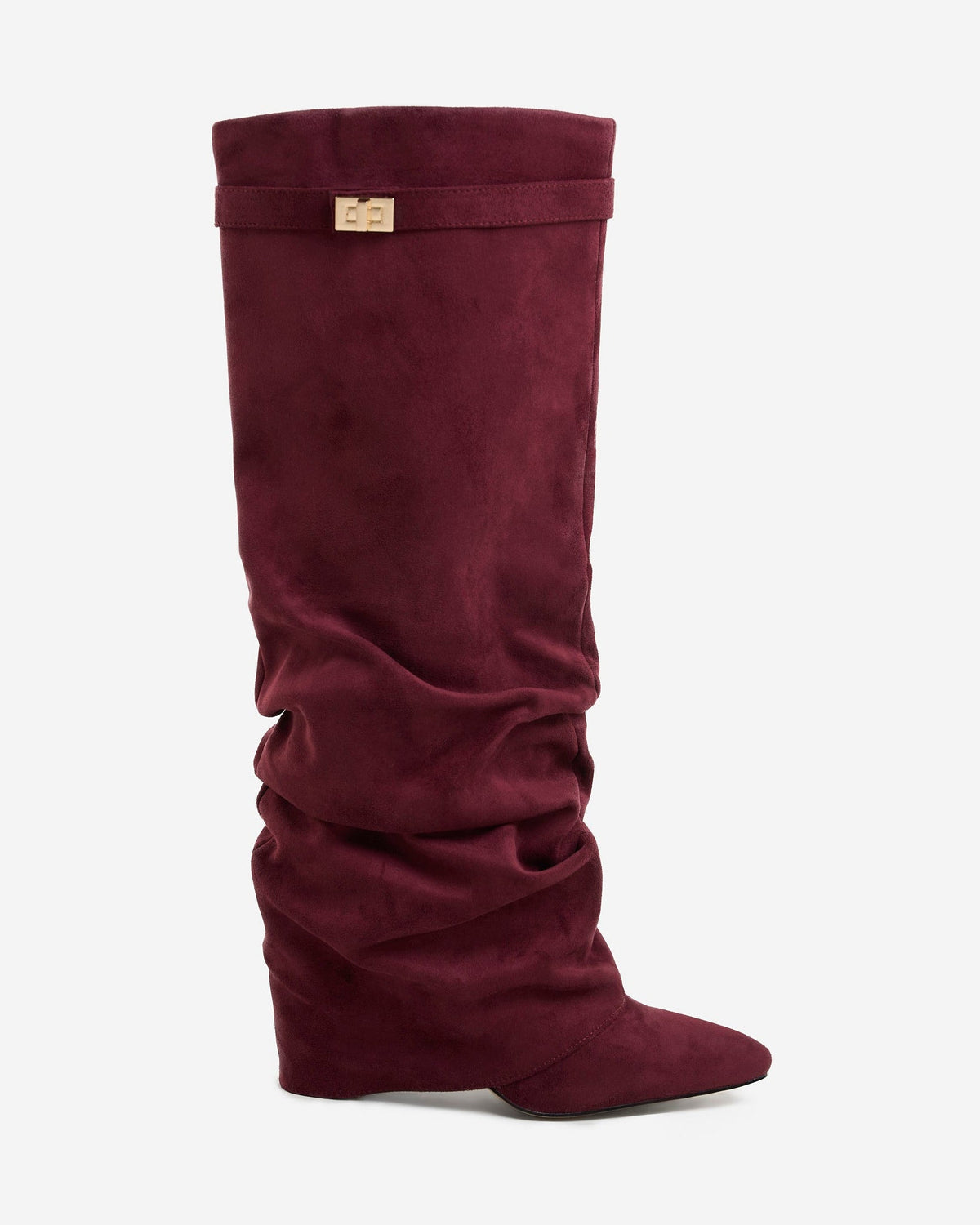 Rosalie | Burgundy Slouchy Suede Knee High Boots