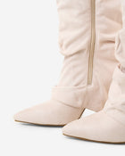 Isabelle | Cream Slouchy Suede Knee High Boots