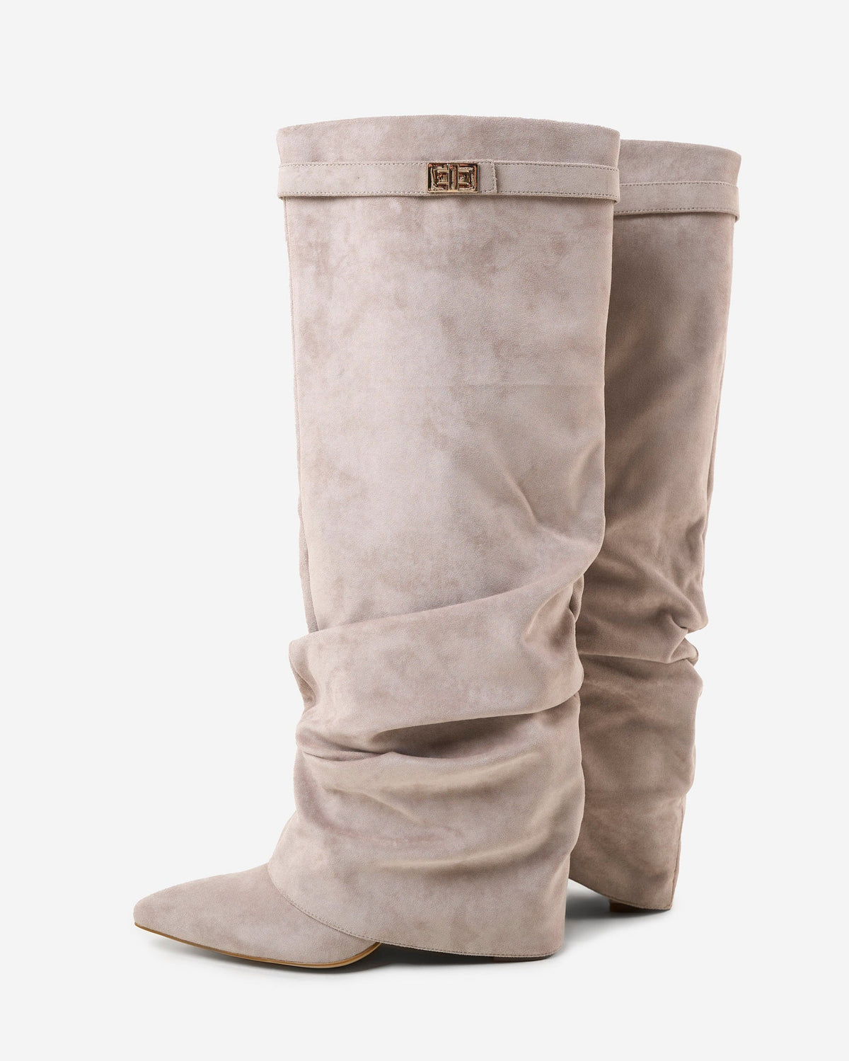 Cecilia | Taupe Slouchy Suede Knee High Boots