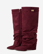 Rosalie | Burgundy Slouchy Suede Knee High Boots