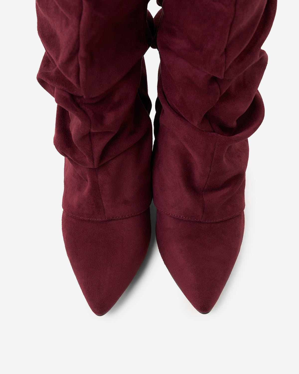 Rosalie | Burgundy Slouchy Suede Knee High Boots