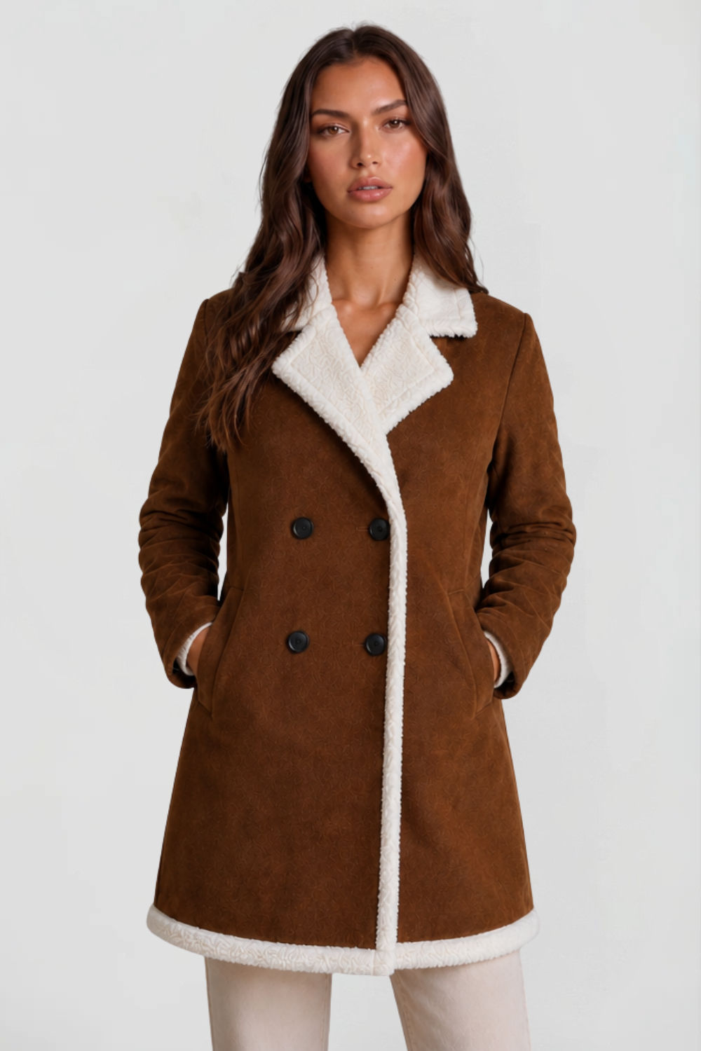Maribel | Suede Shearling Longline Coat
