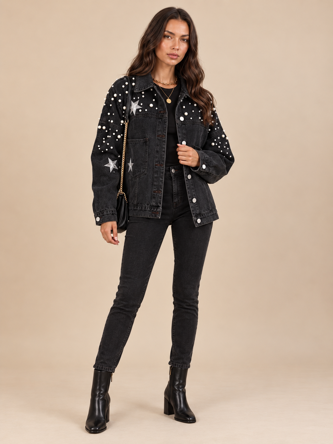 Lyra | Embellished Oversized Denim Jacket