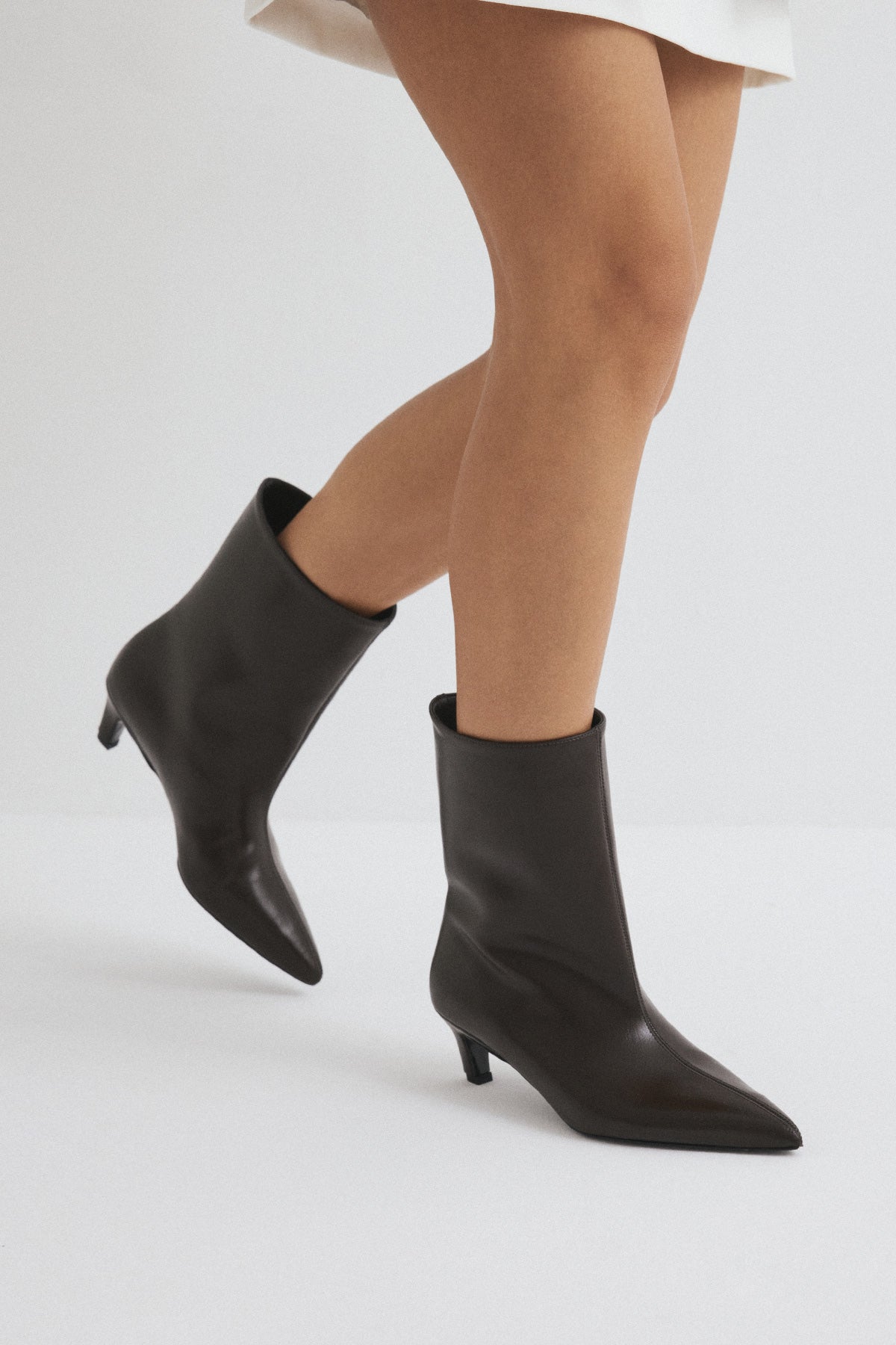 Maeve | Dark Brown Leather Ankle Boots