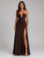Strapless Ruched Maxi Dress Wedding Guest