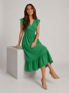 V Neck Shirred Waist Midi Dress Summer Women