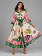 Printed Belted Maxi Shirt Dress Summer Women