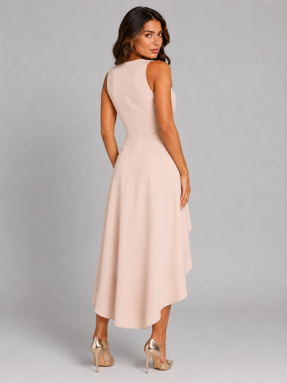 Sleeveless V Neck Wrap Maxi Dress Wedding Guest