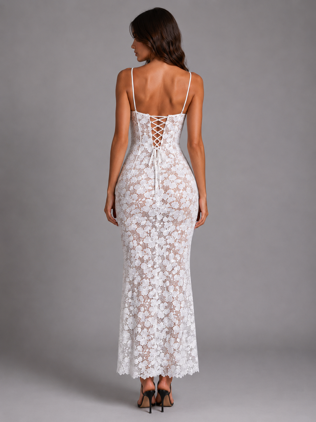 Lace Corset Sculpted Maxi Dress Evening Women
