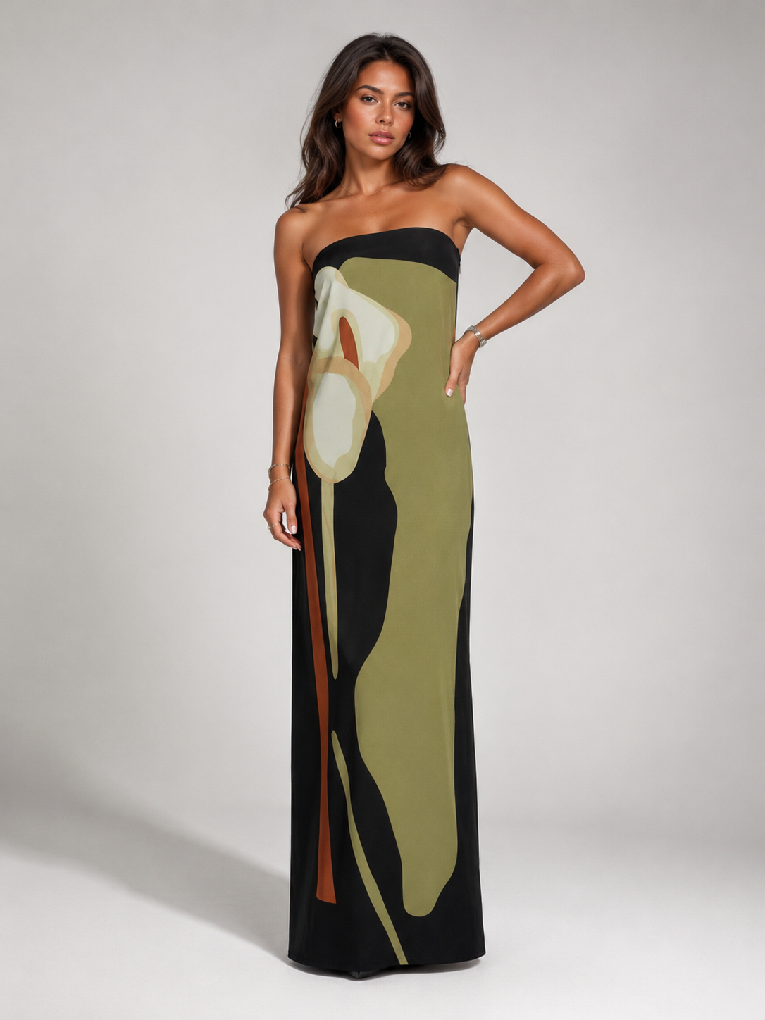 Strapless Sculpted Maxi Dress Evening Women