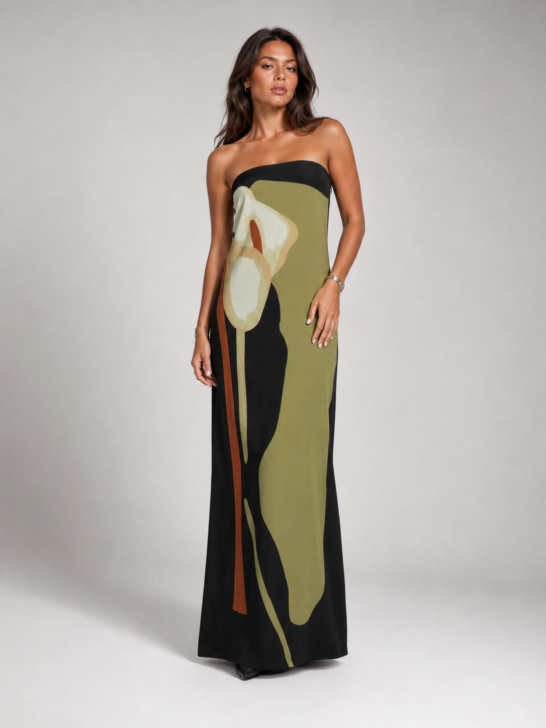 Strapless Sculpted Maxi Dress Evening Women