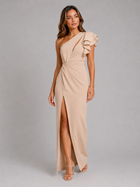 One Shoulder Ruffle Slit Maxi Dress Evening Women
