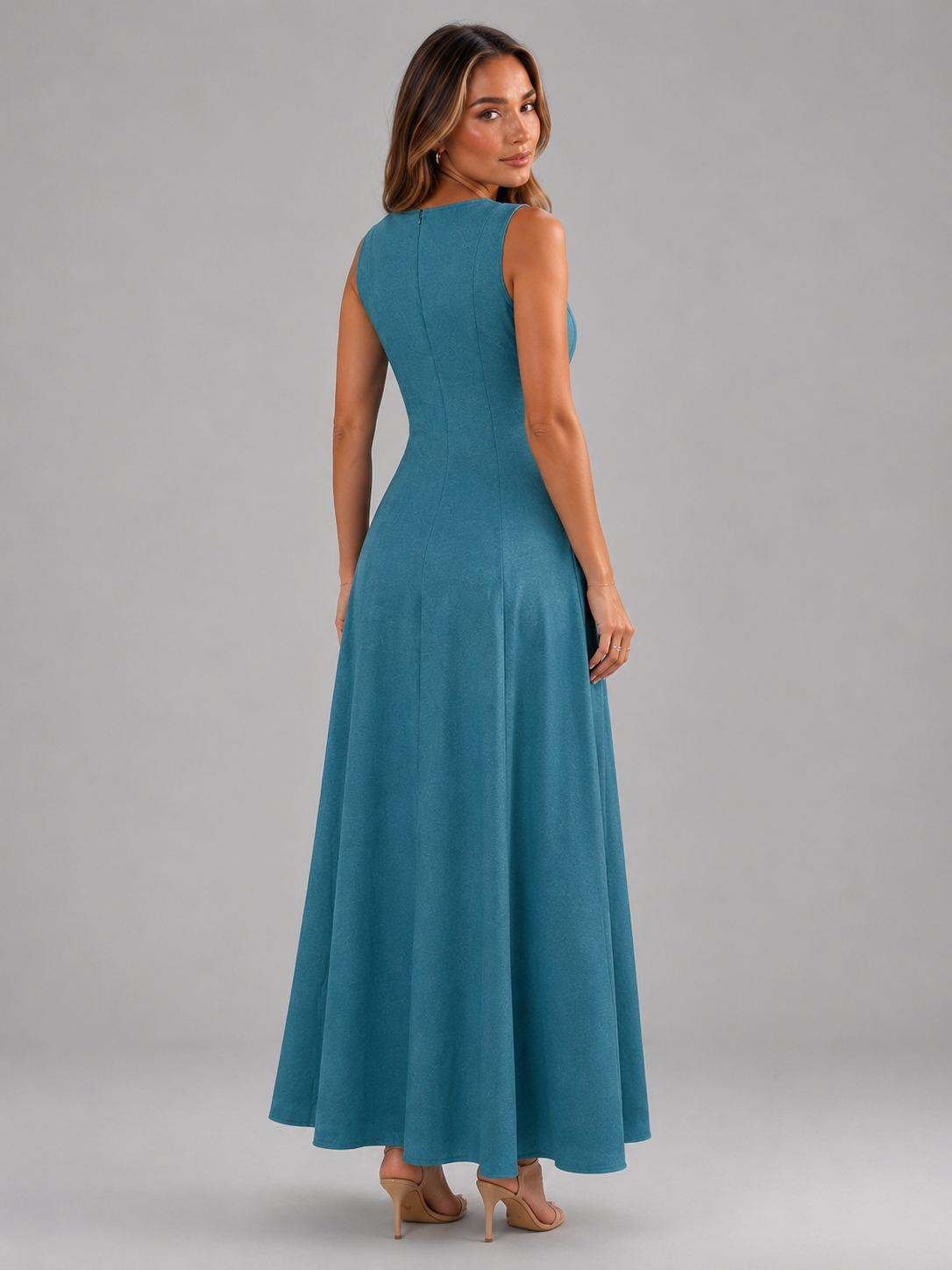 Ruched Sleeveless A Line Maxi Dress Summer Women