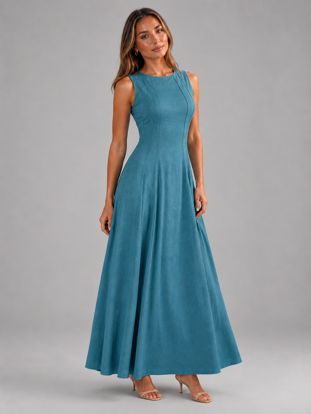 Ruched Sleeveless A Line Maxi Dress Summer Women