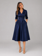 Satin Feel Wrap Midi Dress Wedding Guest