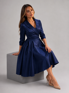 Satin Feel Wrap Midi Dress Wedding Guest