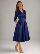 Satin Feel Wrap Midi Dress Wedding Guest