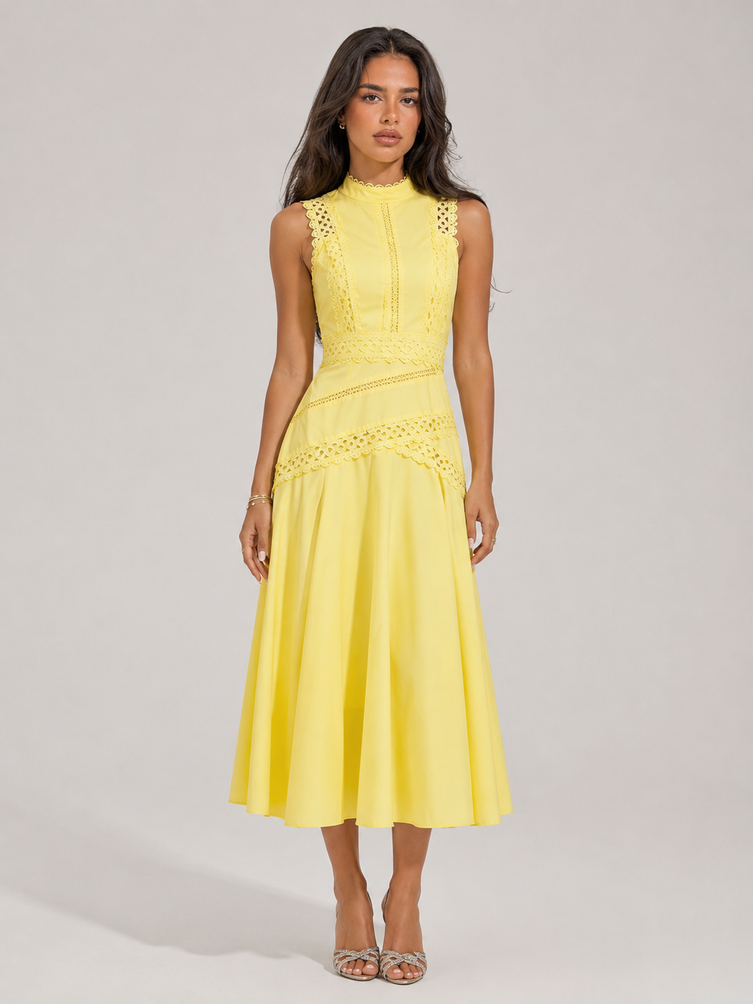 Sleeveless Lace Midi Dress Cocktail Women