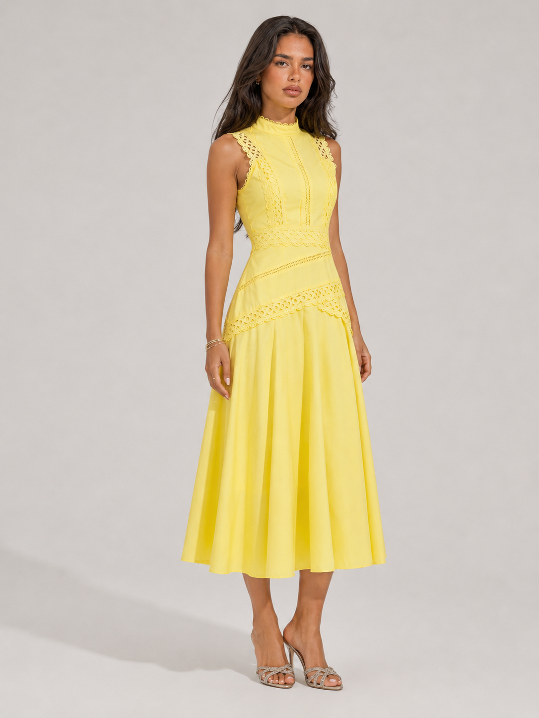 Sleeveless Lace Midi Dress Cocktail Women