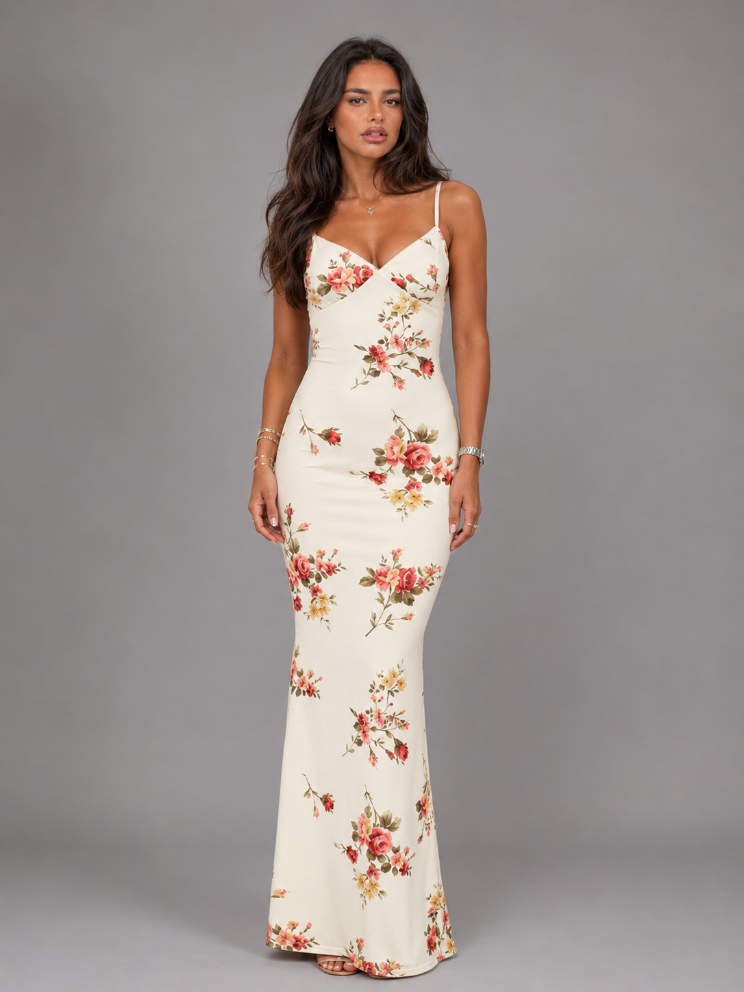Floral Satin Feel Maxi Dress Wedding Guest