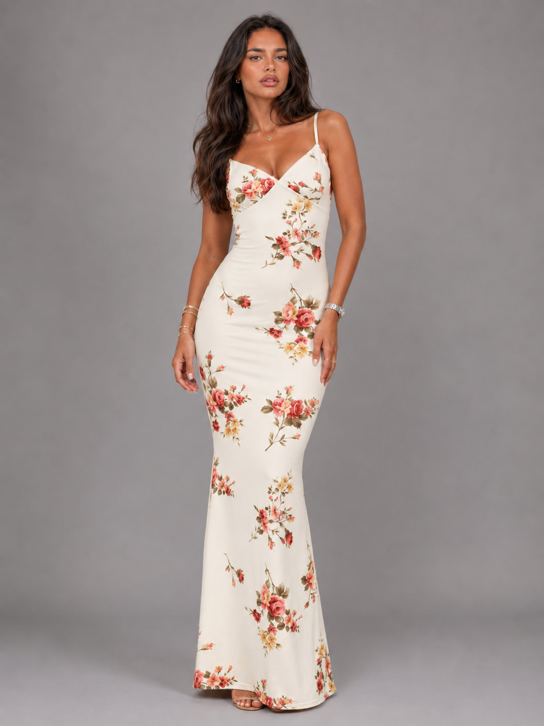 Floral Satin Feel Maxi Dress Wedding Guest