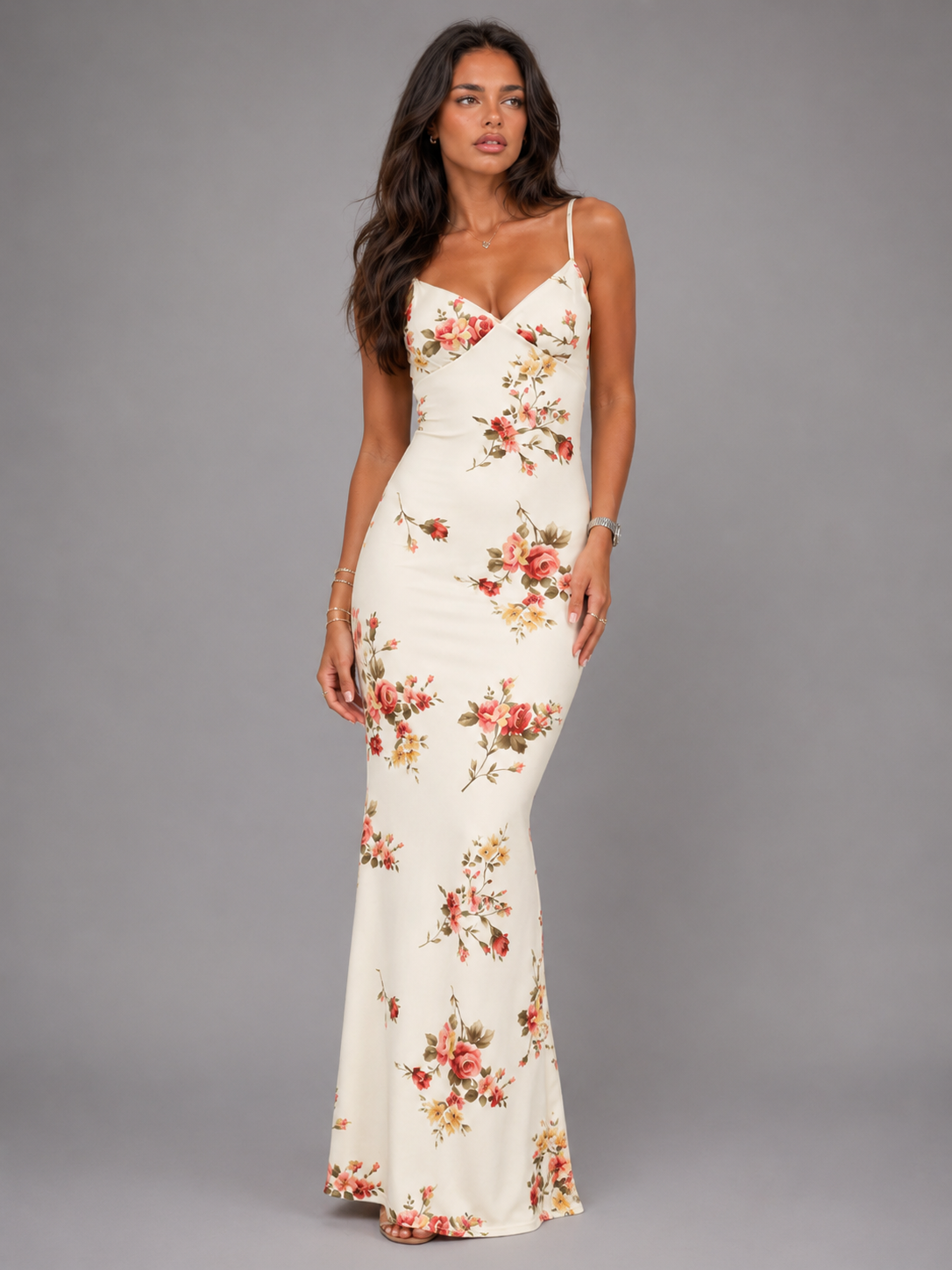 Floral Satin Feel Maxi Dress Wedding Guest