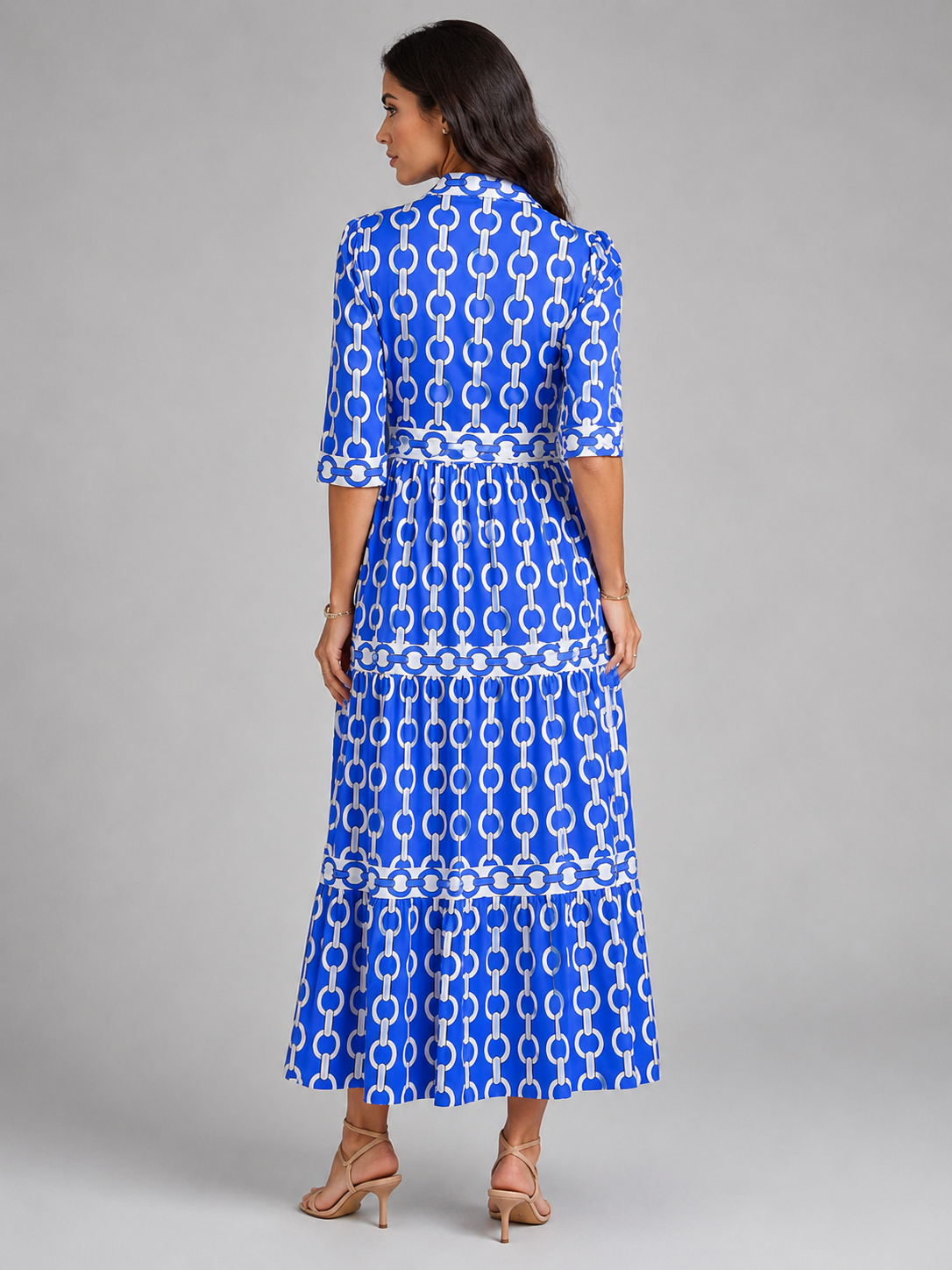 Chain Print Midi Dress Summer Women